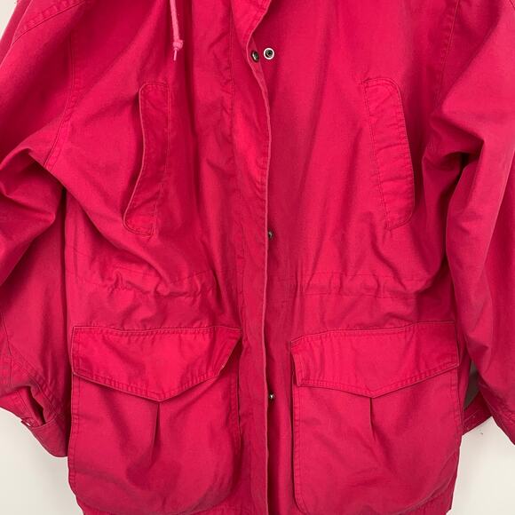 New Spirit Vintage Hot Pink Women's Rain Hooded Zip Up Overcoat Size Large - Picture 2 of 6